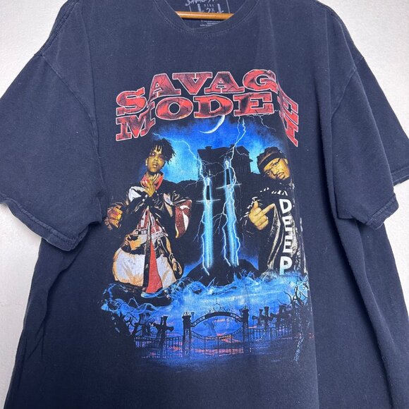 Savage Mode 2 Album Cover Graphic T-Shirt Men 2XL 21 Savage Metro Boomin Rap Tee - Picture 2 of 10